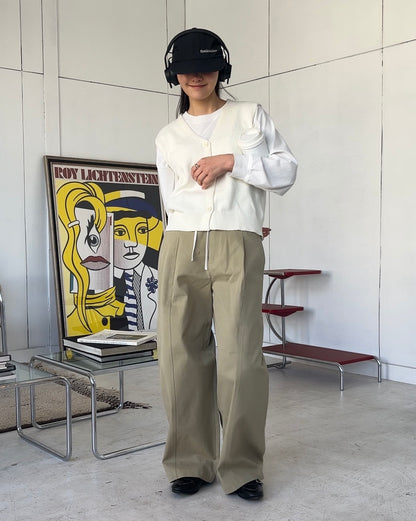 Cotton Tencel Wide Slacks beige