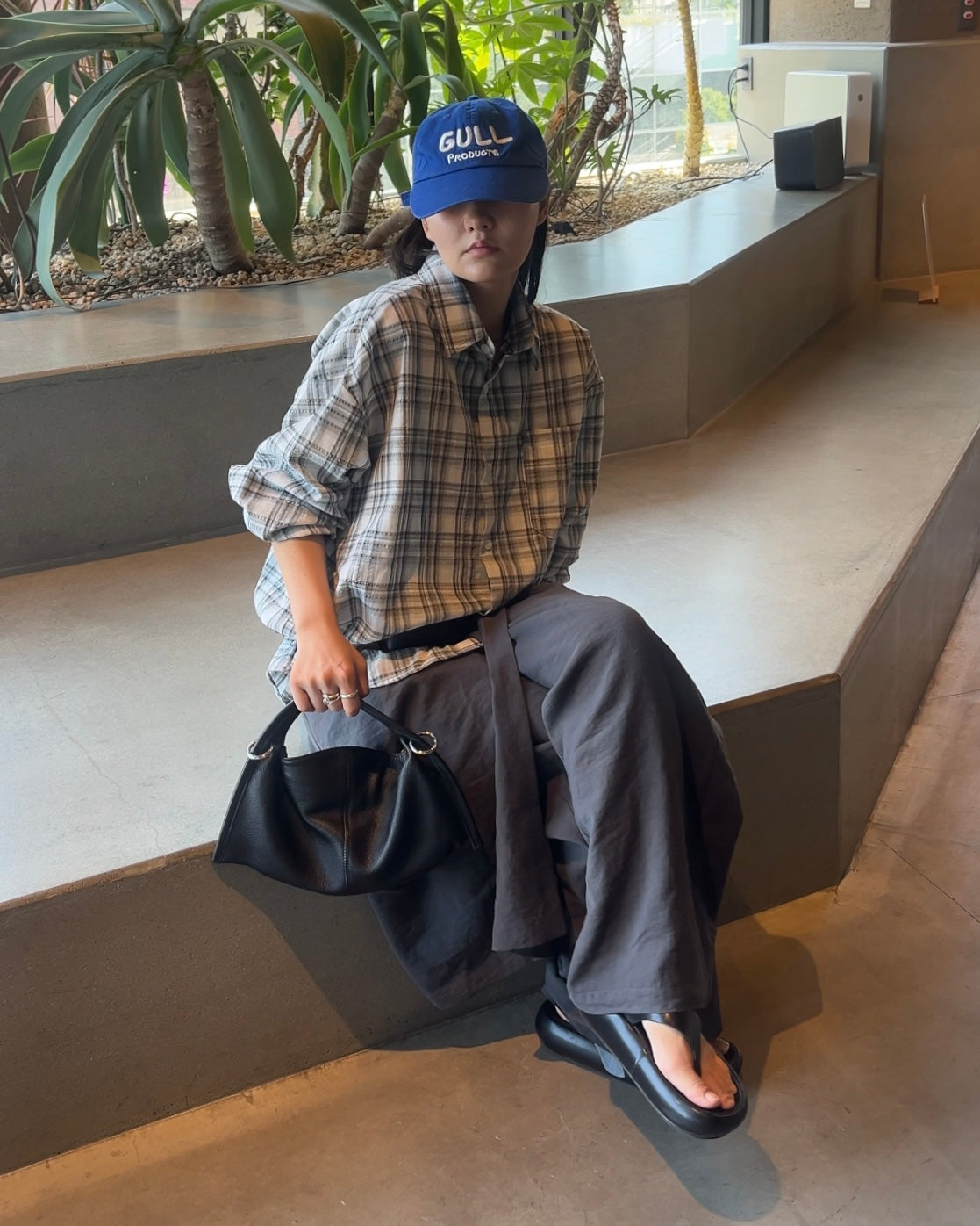 Sheer Check Airy Shirt gray