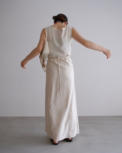 [9/3new]Linen Drape onepiece ivory