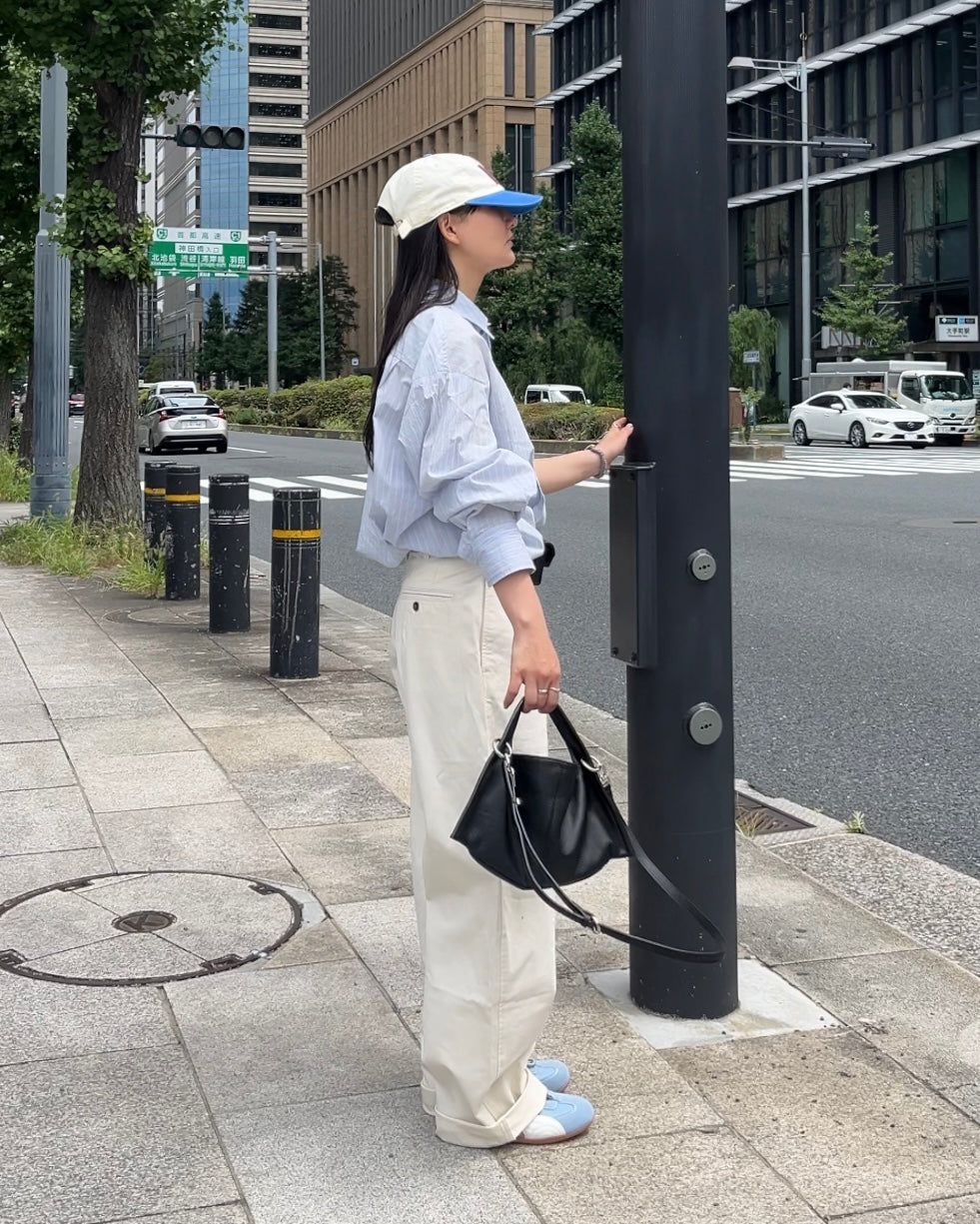 Curve Leather 2way handle bag