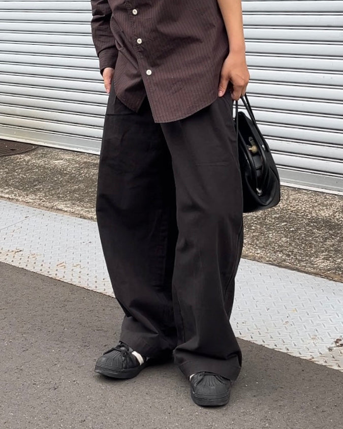 [11/20new]Buckle Straight Cotton Pants black