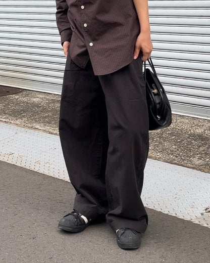 [11/20new]Buckle Straight Cotton Pants black