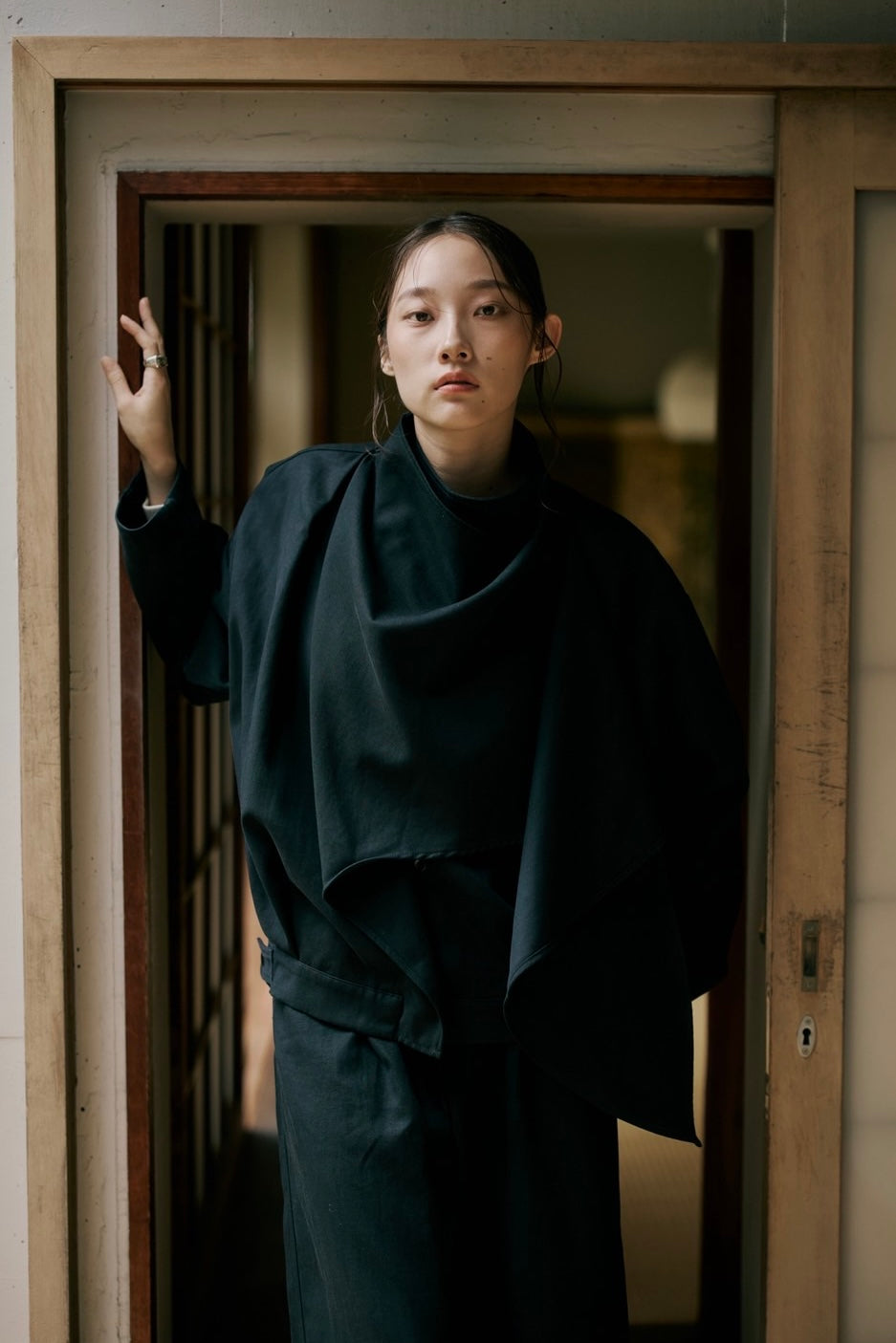 button drape jacket