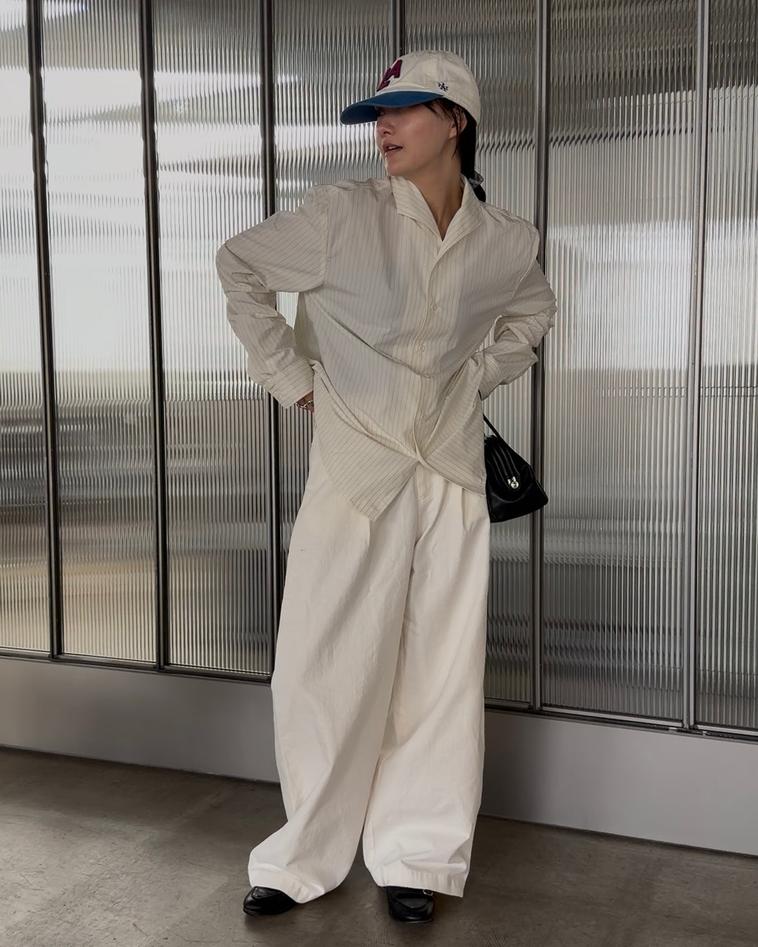 [11/20new]Buckle Straight Cotton Pants  white