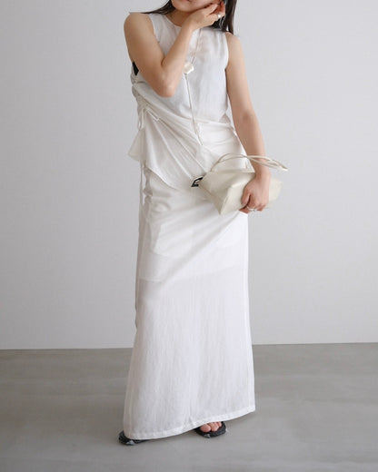 [8/27new]straight silk skirt white