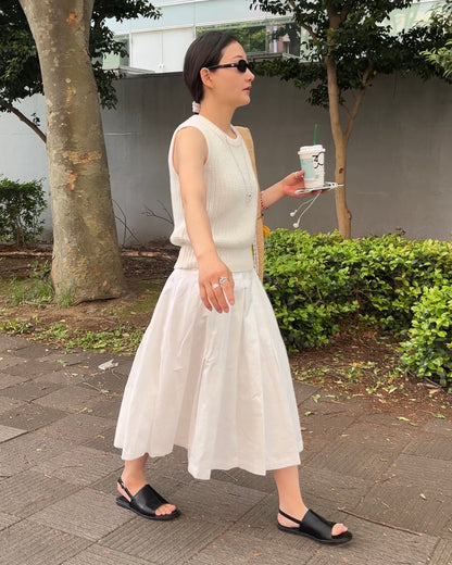 [5/7new]Cotton Full Line Pleated Skirt