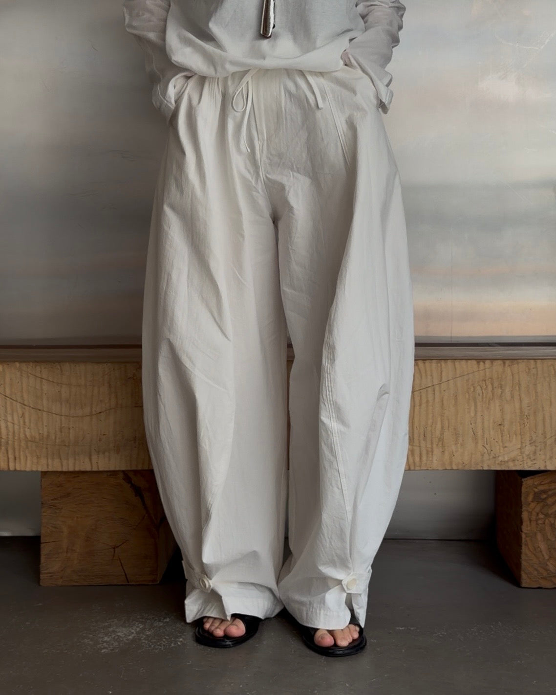 [7/9new]front volume balloon pants  white