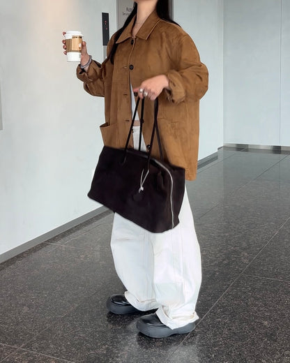 ［12/7restock］Suede Boston square bag L