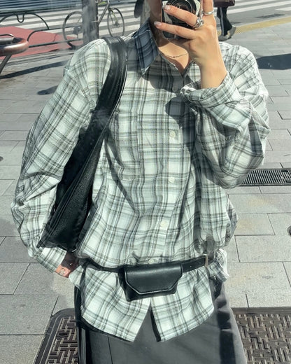 Sheer Check Airy Shirt gray