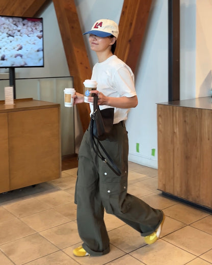 Curve Leather 2way handle bag