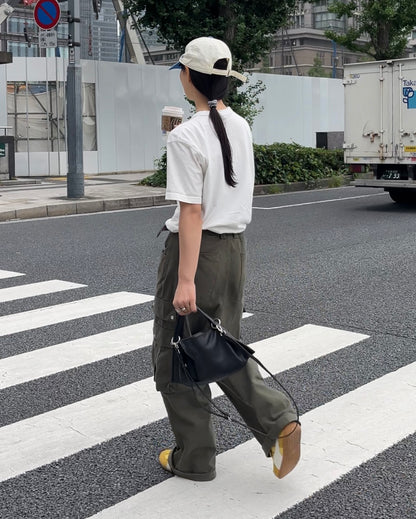 Curve Leather 2way handle bag