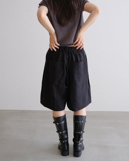 [9/10new]Linen Half Easy Shorts black