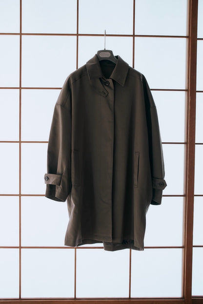 stand collar A-line coat KAK