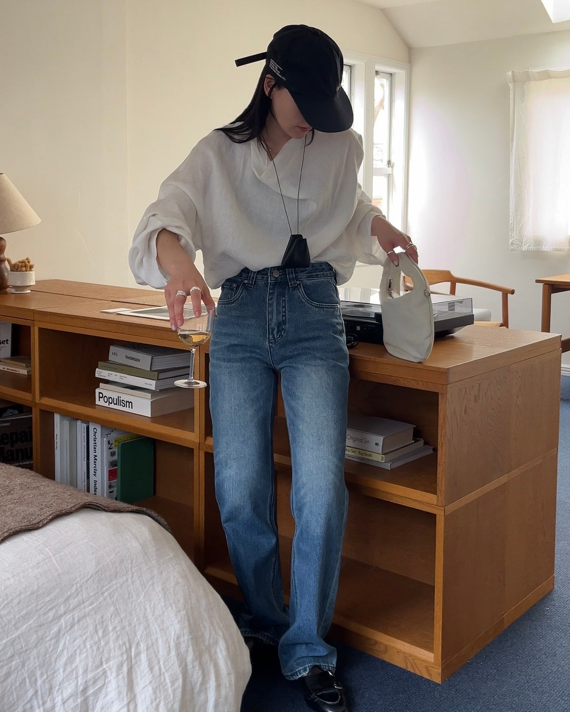 [4/23new]Cotton Blend Straight Denim
