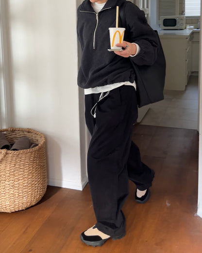 [12/18 new] Warmth Wide Cotton Pants Black