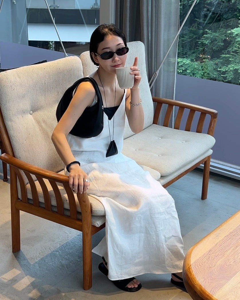 [7/2new]linen loop onepiece white