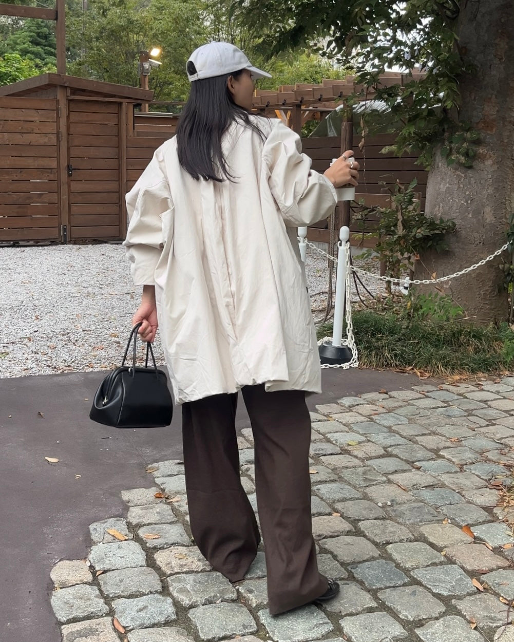 Cotton Nylon Over Collar Jacket ivory