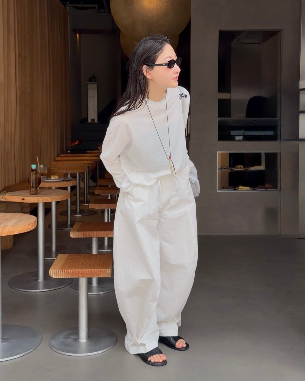 [7/9new]front volume balloon pants  white