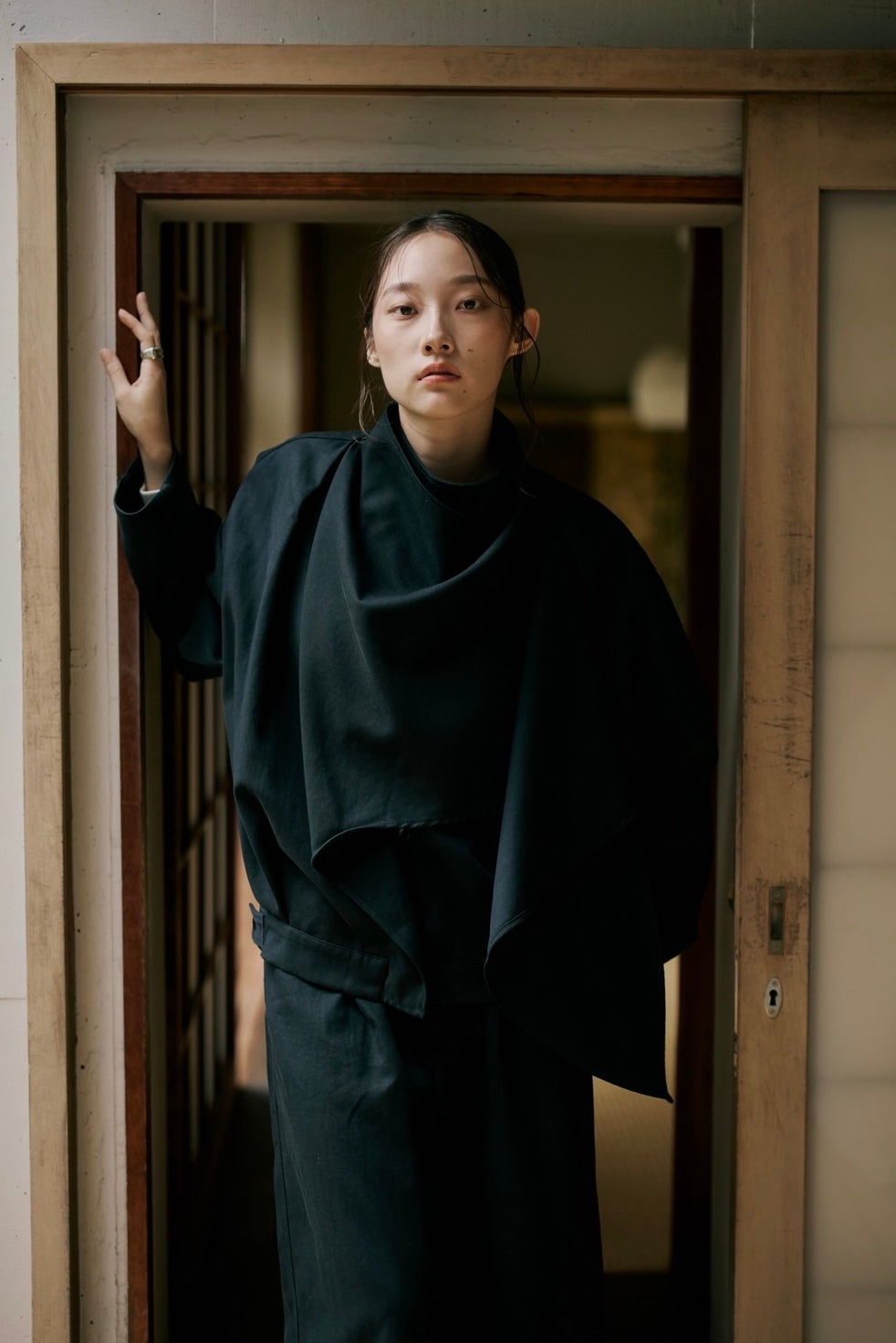 button drape jacket