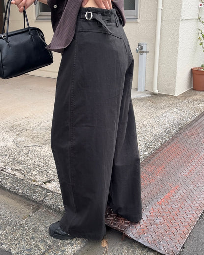 [11/20new]Buckle Straight Cotton Pants black