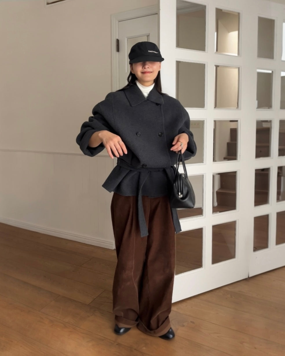 [11/27new] Drape Wool P-Coat gray 12月下旬～1月初旬入荷