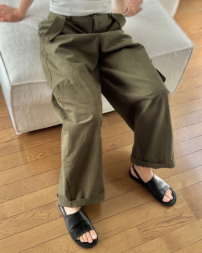 [6/11new]Cotton wide cago pants