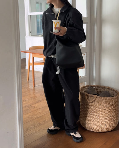 [12/18 new] Warmth Wide Cotton Pants Black