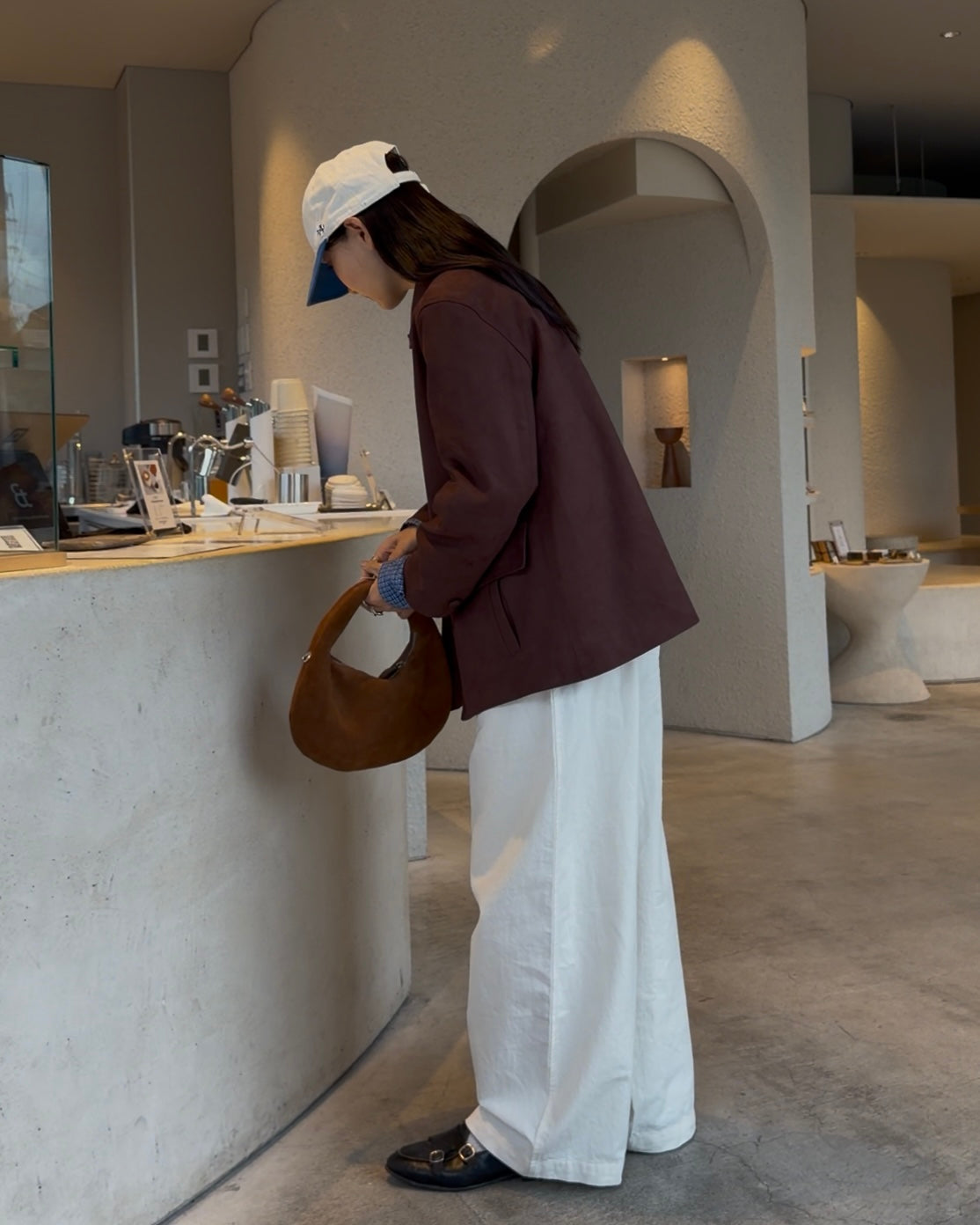 [11/20new]Buckle Straight Cotton Pants  white