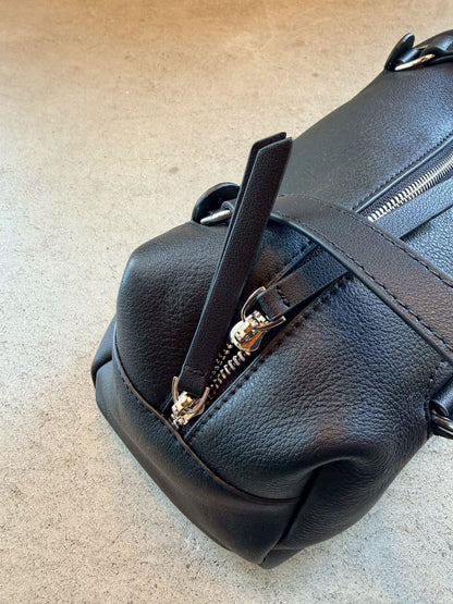 Cow Leather Soft Cube Leather Bag black
