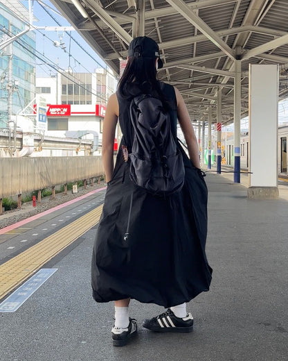[4/30new]Cotton Nylon Tank Dress black