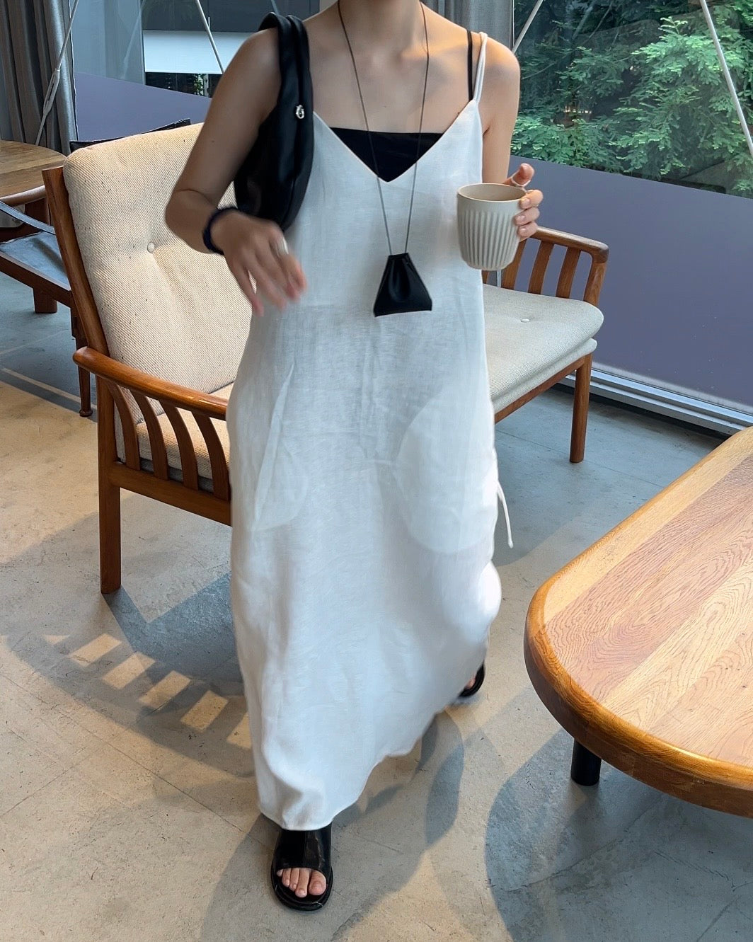 [7/2new]linen loop onepiece white