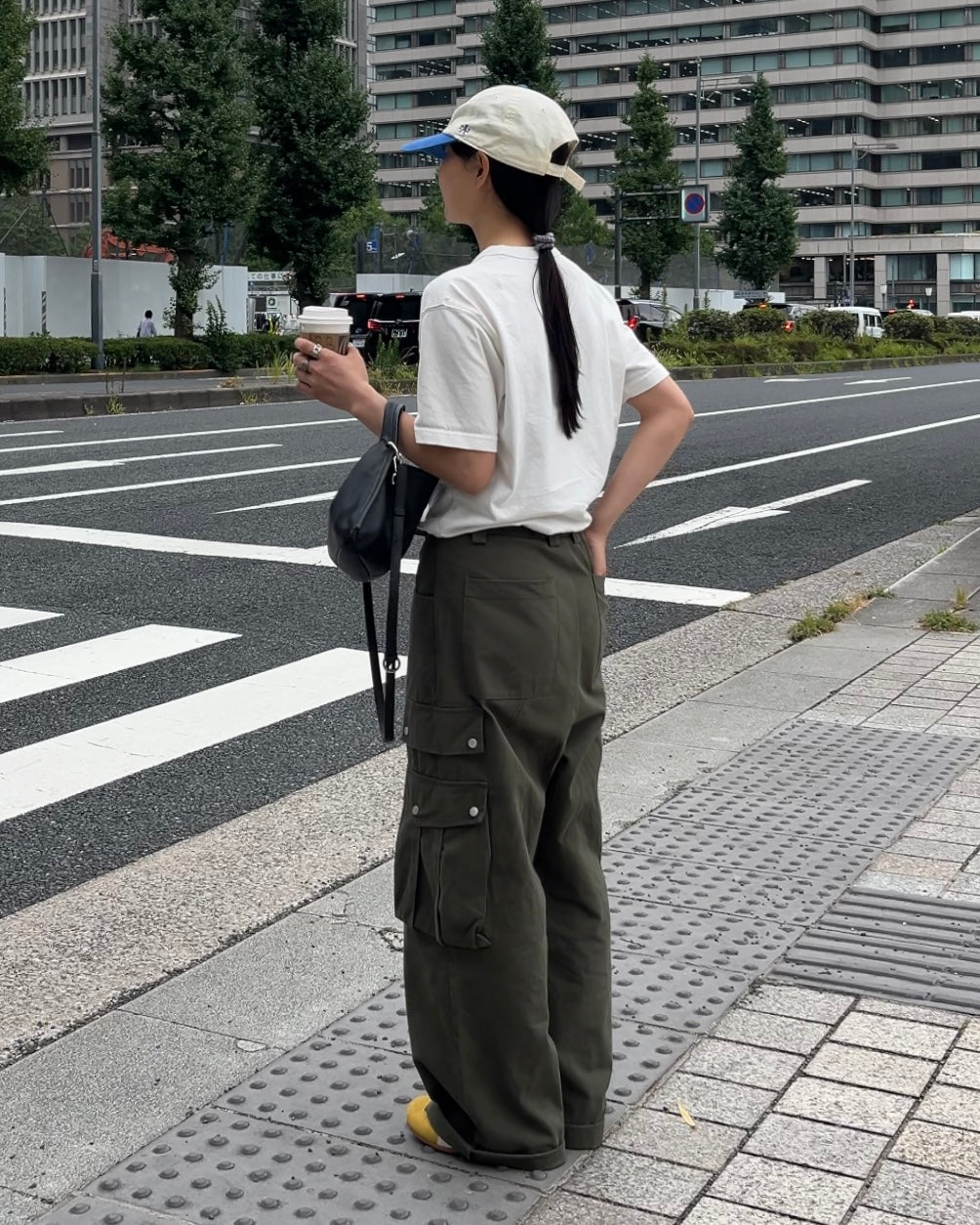 Curve Leather 2way handle bag