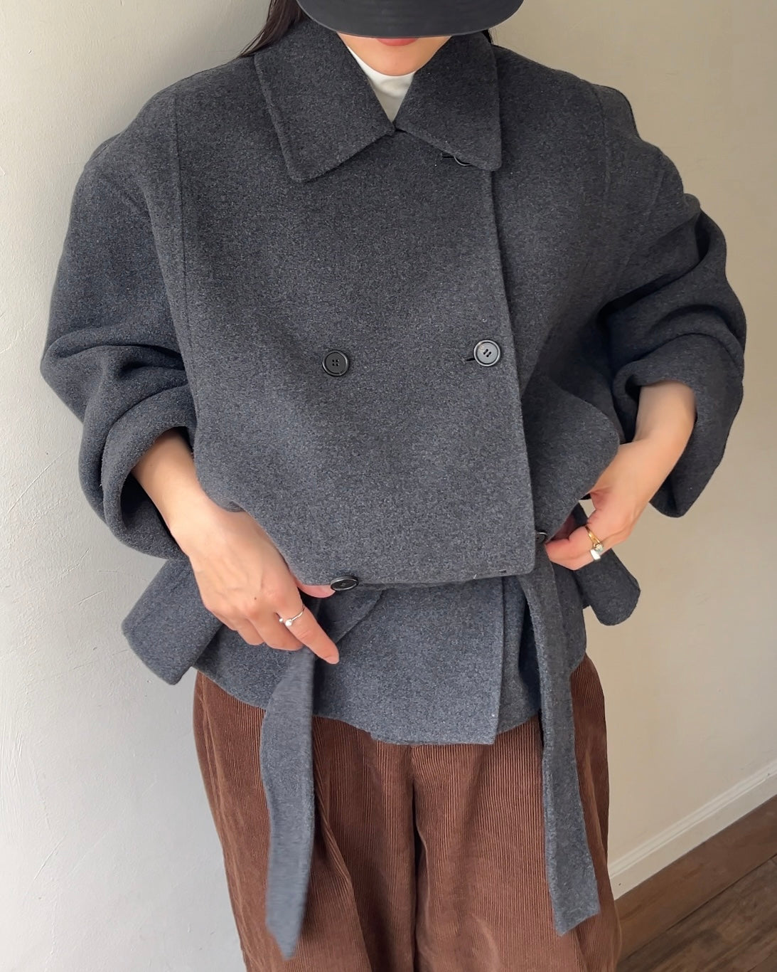[11/27new] Drape Wool P-Coat gray 12月下旬～1月初旬入荷