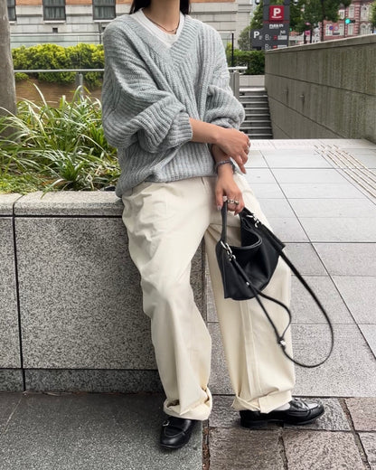 Curve Leather 2way handle bag