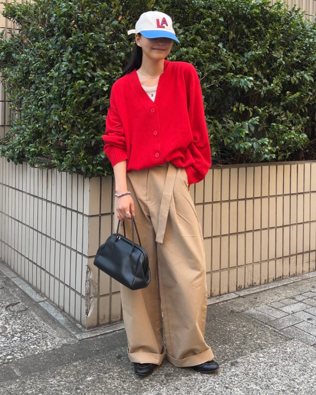 Belt Detail Wide Pants  beige