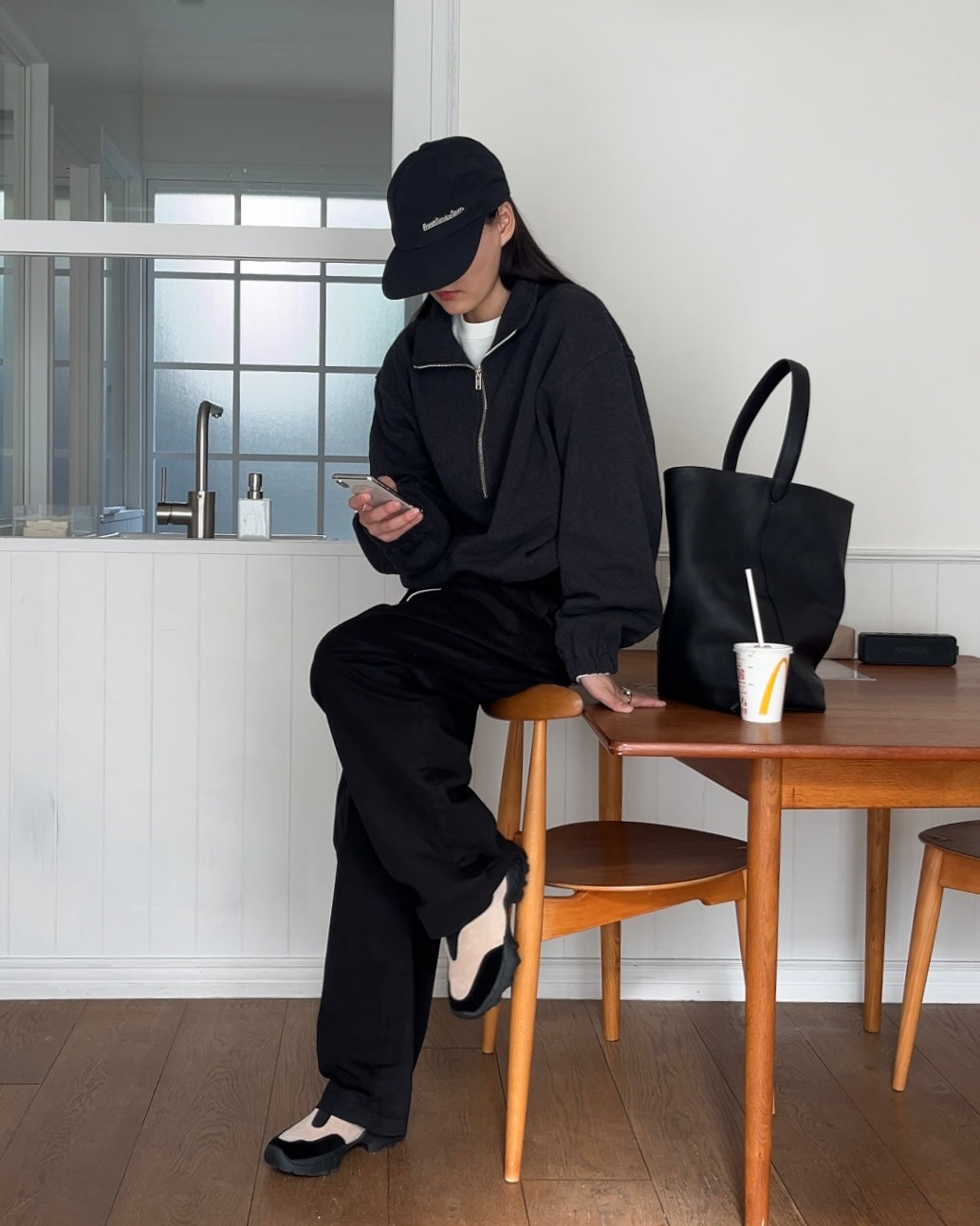 [12/18 new] Warmth Wide Cotton Pants Black