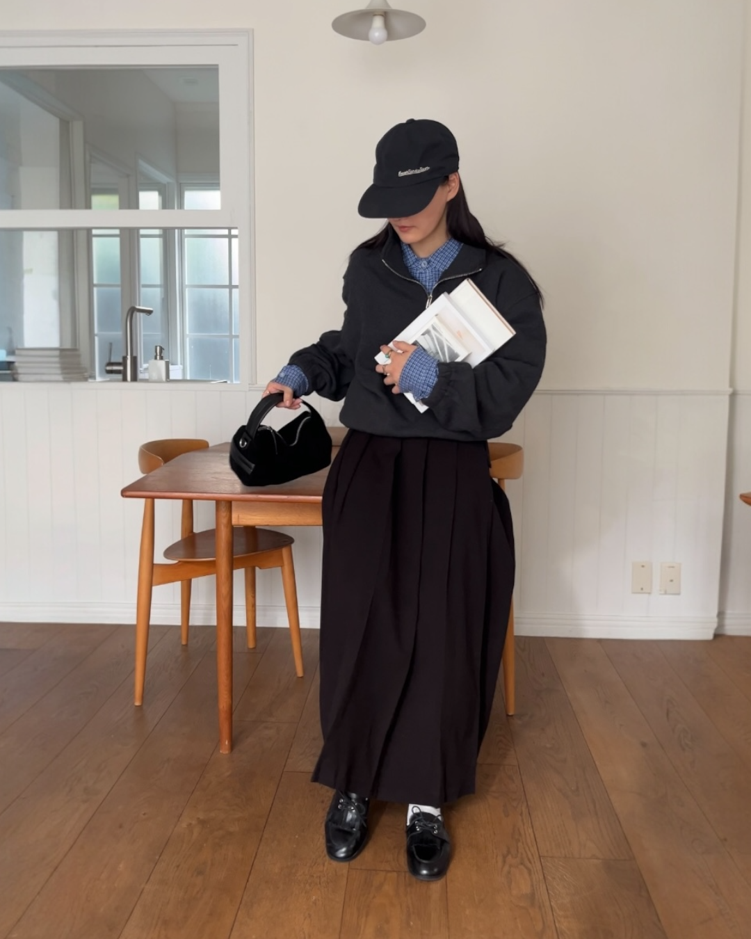 [12/4new] Belted Classic Pleats Skirt  Black 12月下旬入荷分