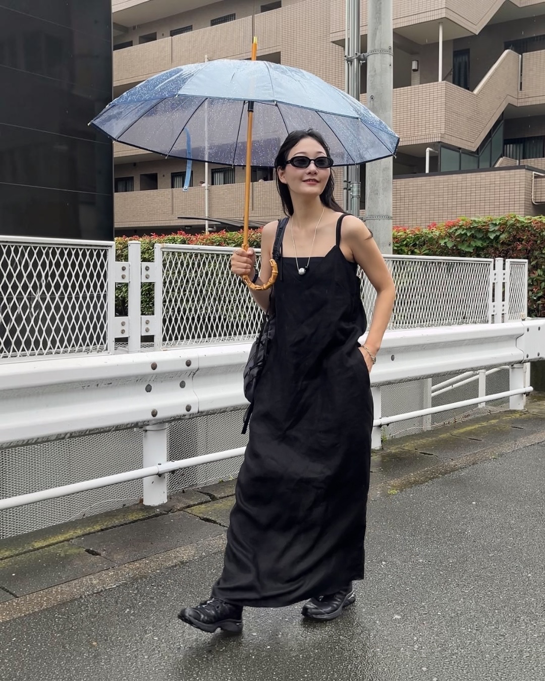 [7/2new]linen loop onepiece black