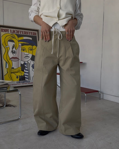 Cotton Tencel Wide Slacks beige