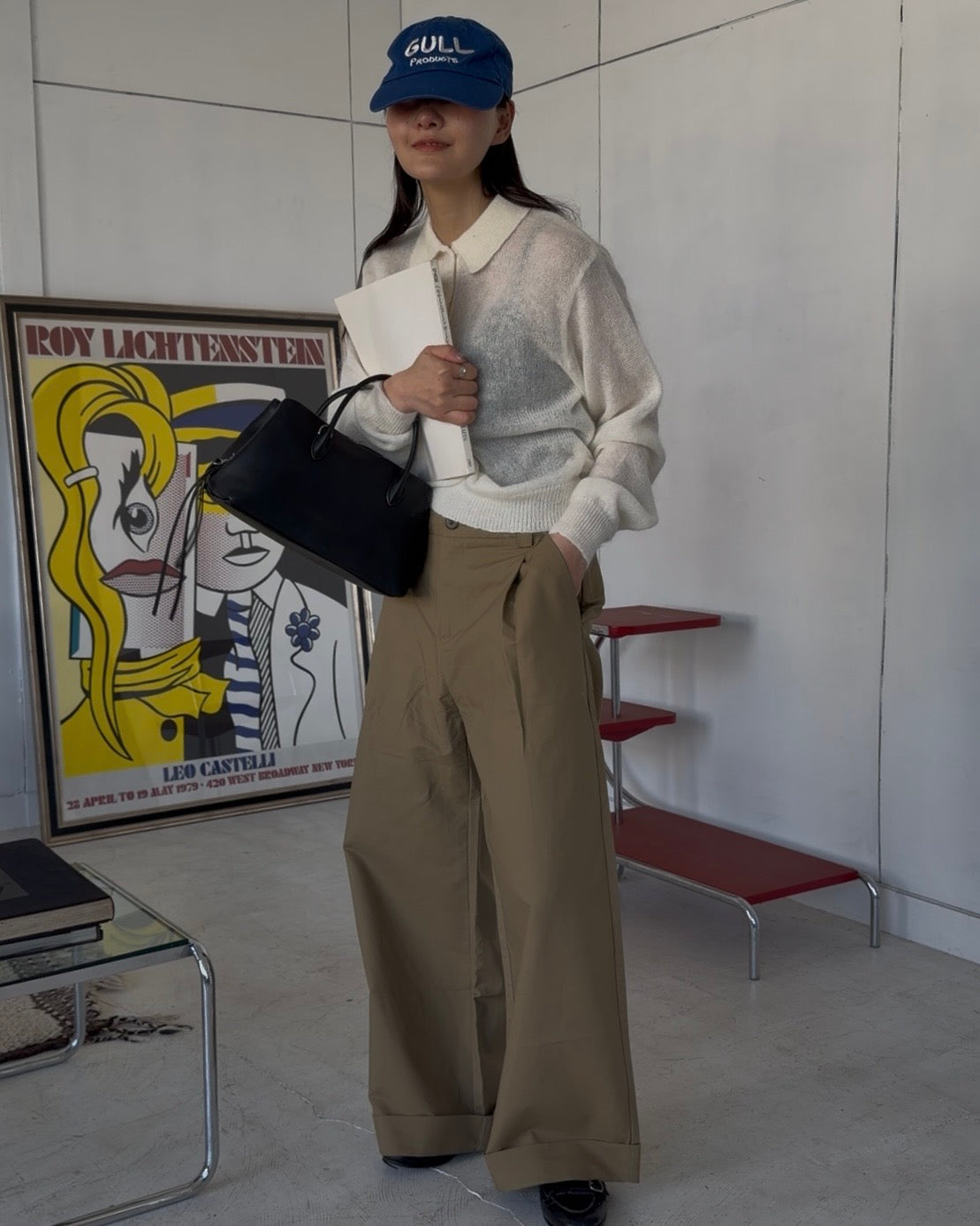 Nylon Wool Mohair Soft Polo Knit white