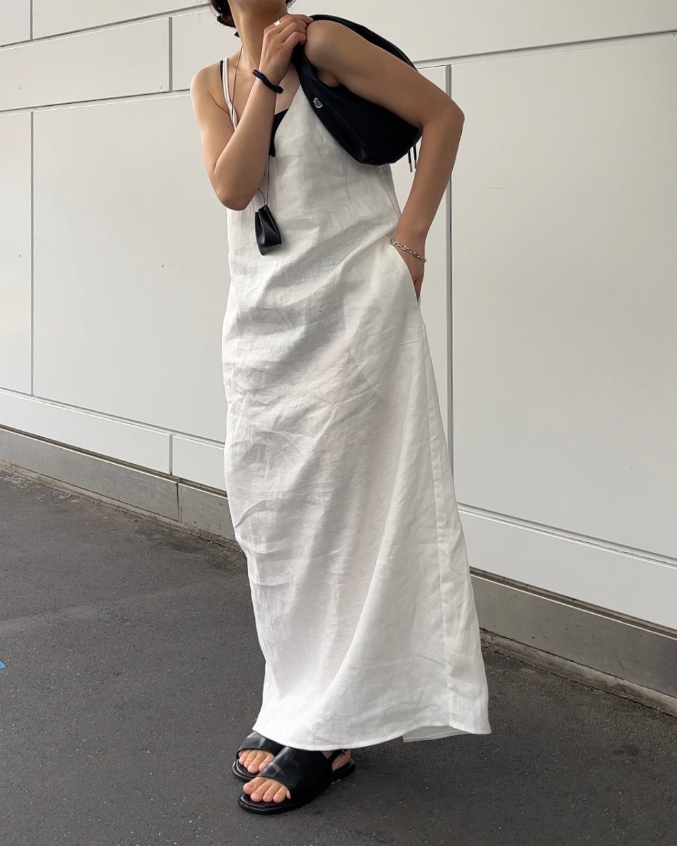 [7/2new]linen loop onepiece white