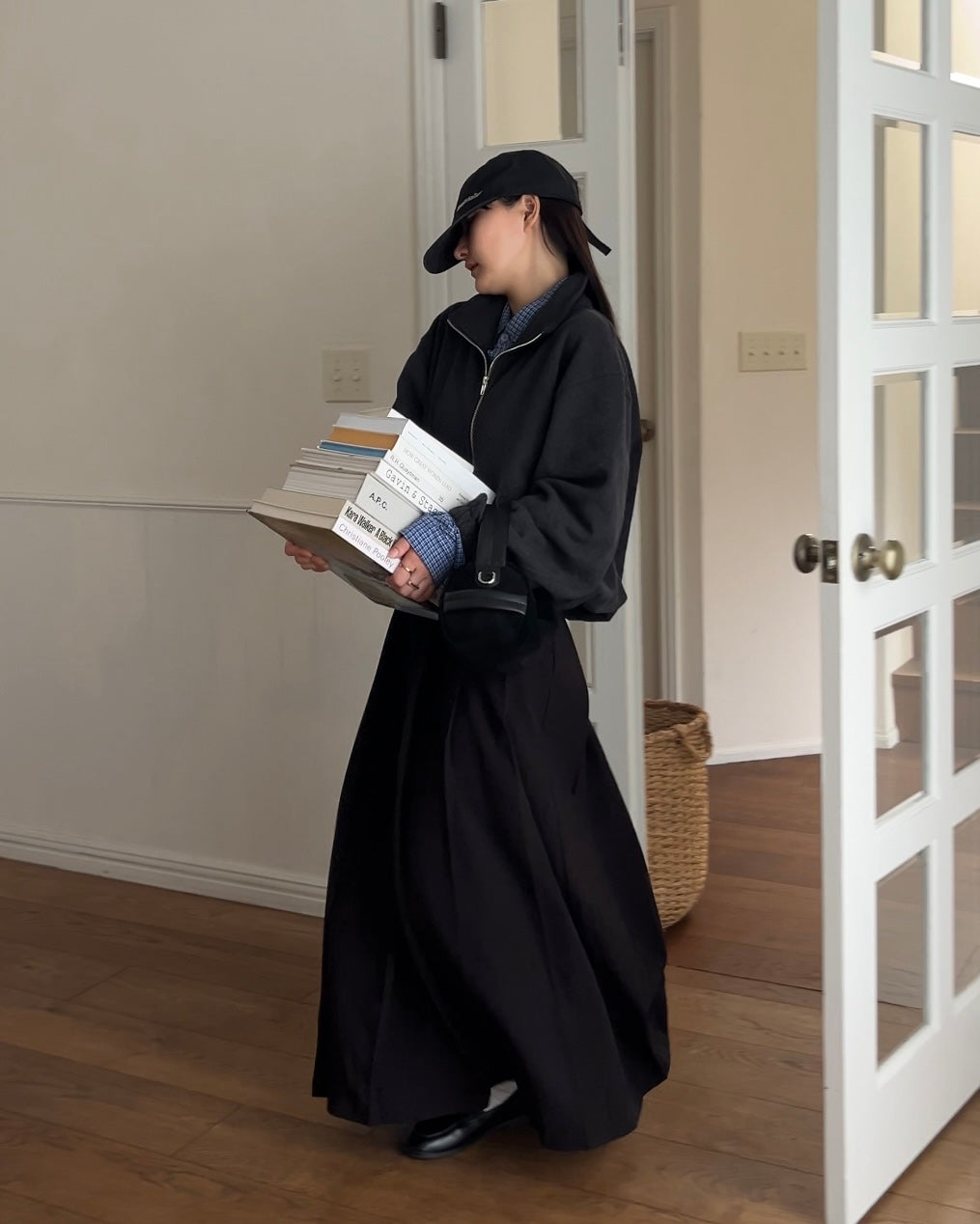 [12/4new] Belted Classic Pleats Skirt  Black 12月下旬入荷分