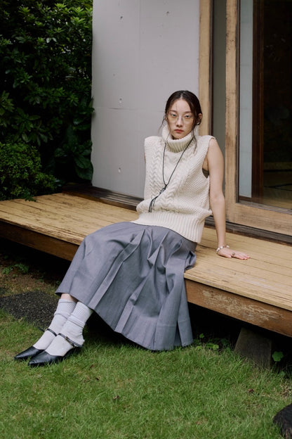 [10/22new]side belt pleats skirt GR
