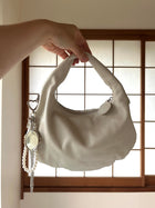 Round Curve Leather Bag white