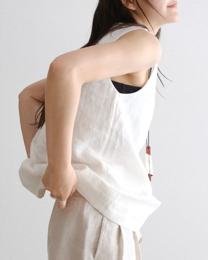 [8/13new]Shoulder Tie Linen Top