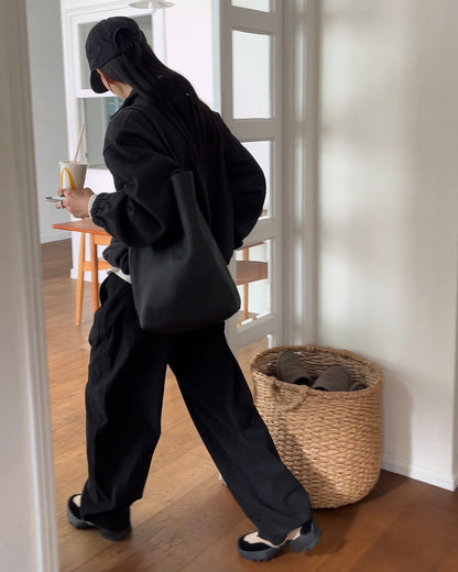 [12/18 new] Warmth Wide Cotton Pants Black