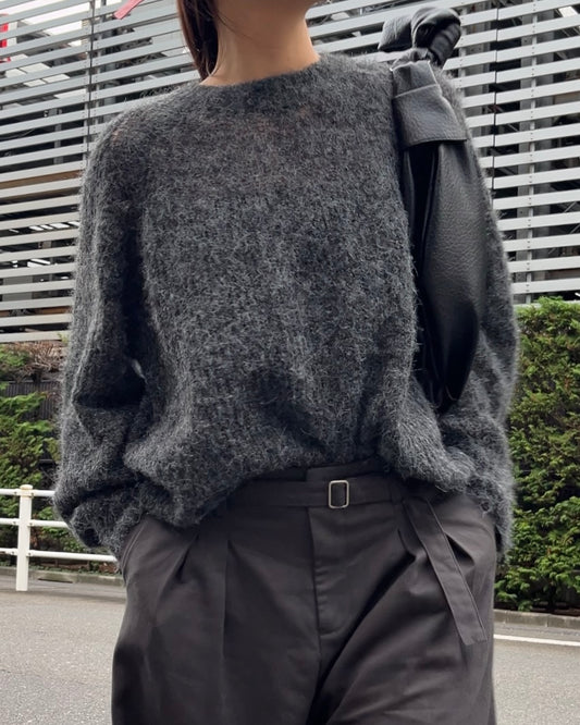 sheer mohair knit pullover gray