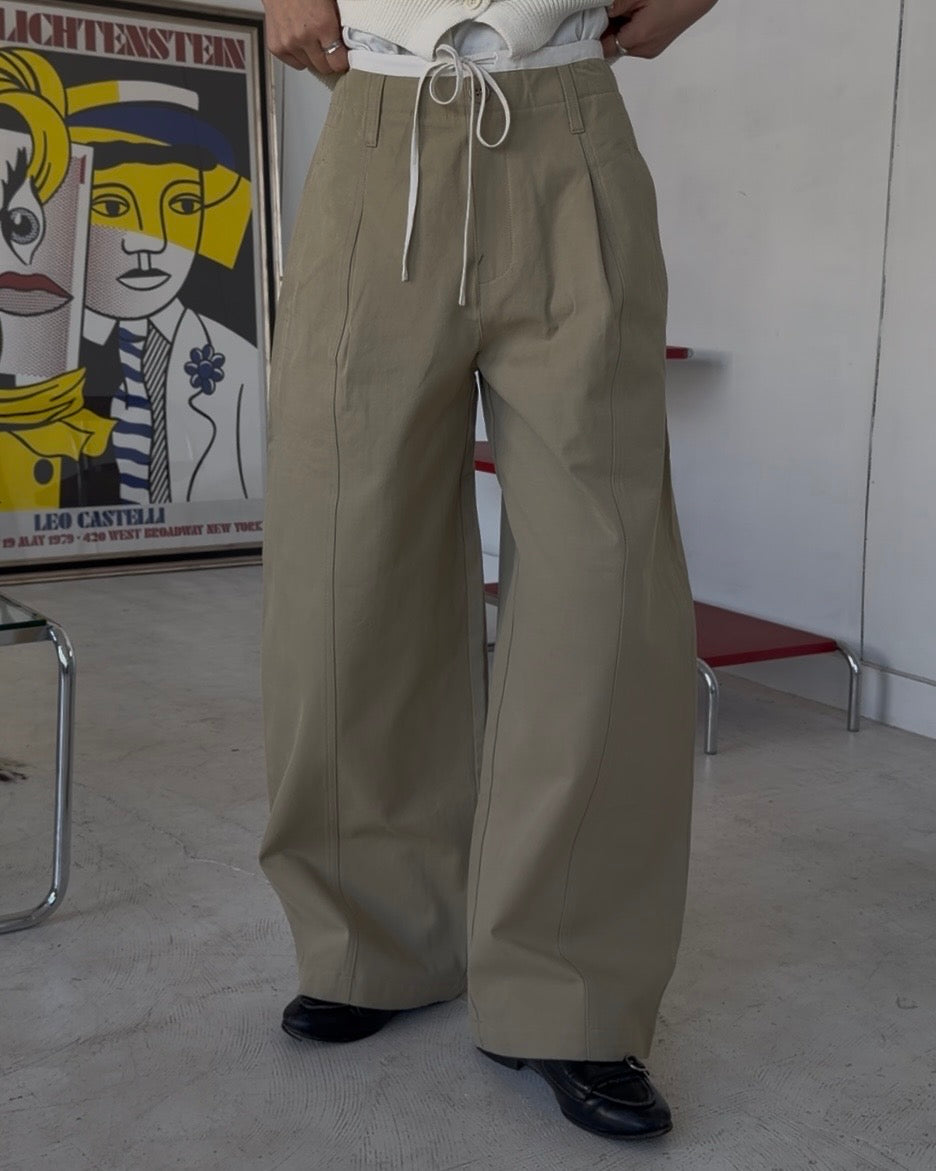 Cotton Tencel Wide Slacks beige