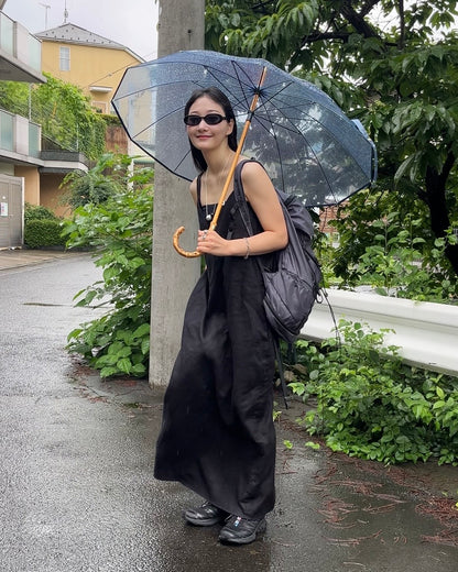 [7/2new]linen loop onepiece black