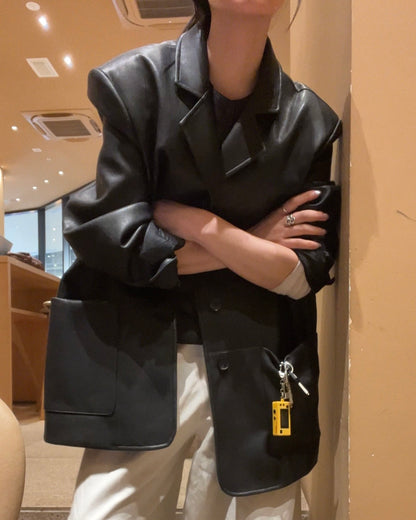[2/12new] Urban Leather-Like Jacket